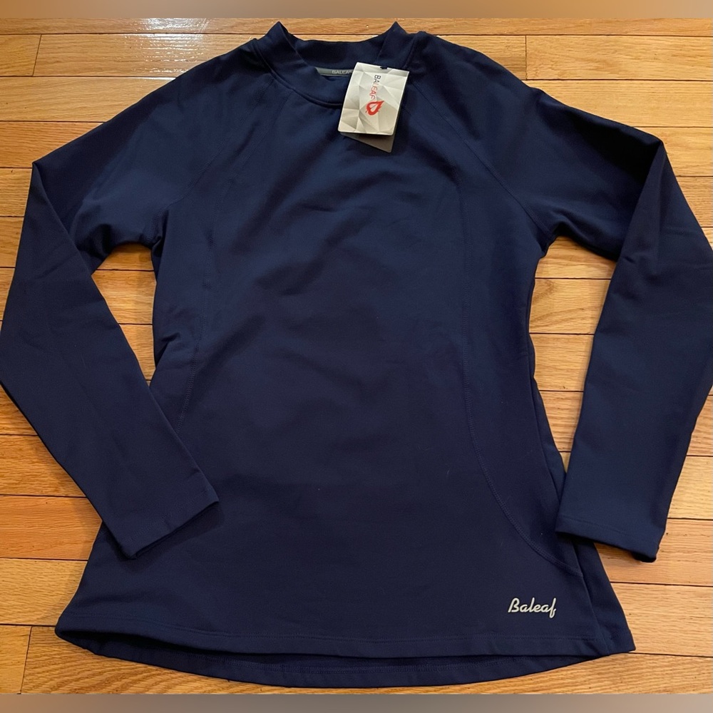 NWT BALEAF Black Thermal Mock Neck Long Sleeve Shirt Zip Pockets Women’s Small - Picture 1 of 6